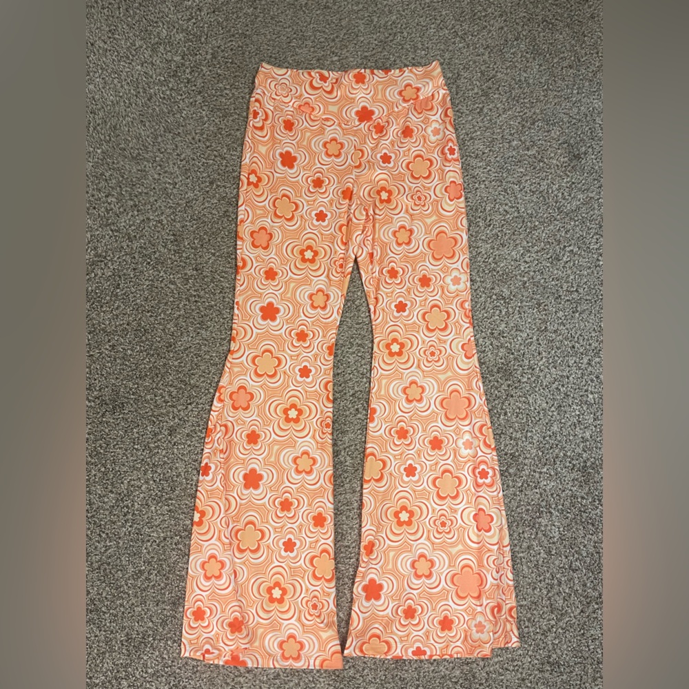 SHEIN orange hippie flare pants.